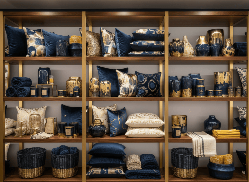 Cojines, mantas, jarrones y accesorios decorativos para el hogar
